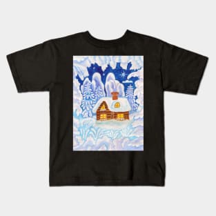 House in snow frame Kids T-Shirt